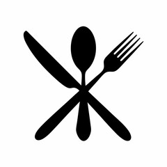 Minimalist Fork and Spoon Logo Illustration.