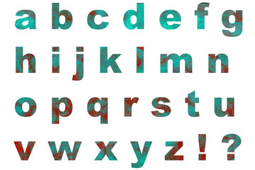 アルファベット 1 小文字 エメラルドグリーンと赤のマーブルのテクスチャー