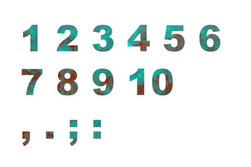 数字 1 エメラルドグリーンと赤のマーブルのテクスチャー