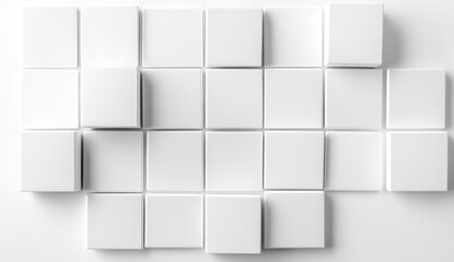 Obraz premium Abstract geometric pattern of white squares. Organized, yet with a dynamic, slightly offset arrangement. Clean and minimalist design