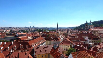 Scenic aerial view of Prague old town area