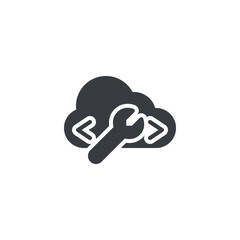 Cloud with a wrench and code brackets vector icon
