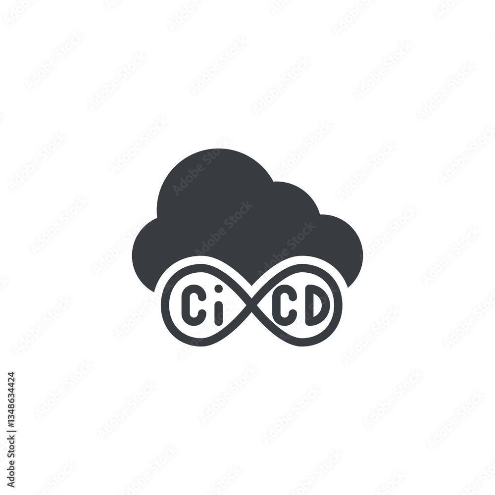 Poster cloud with a pipeline and code symbol vector icon