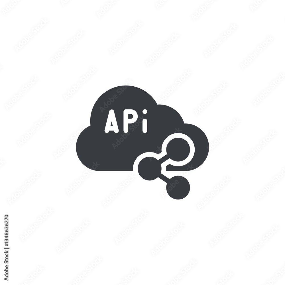 Poster cloud with linked api nodes vector icon