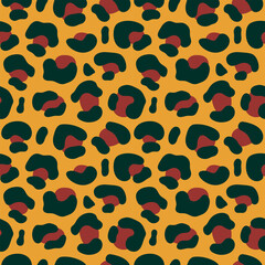 Leopard print seamless pattern. Exotic animal skin. Vector illustration for fabric, packaging, bed linen, home decor, cover