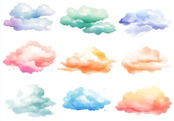 Watercolor Cloud Set