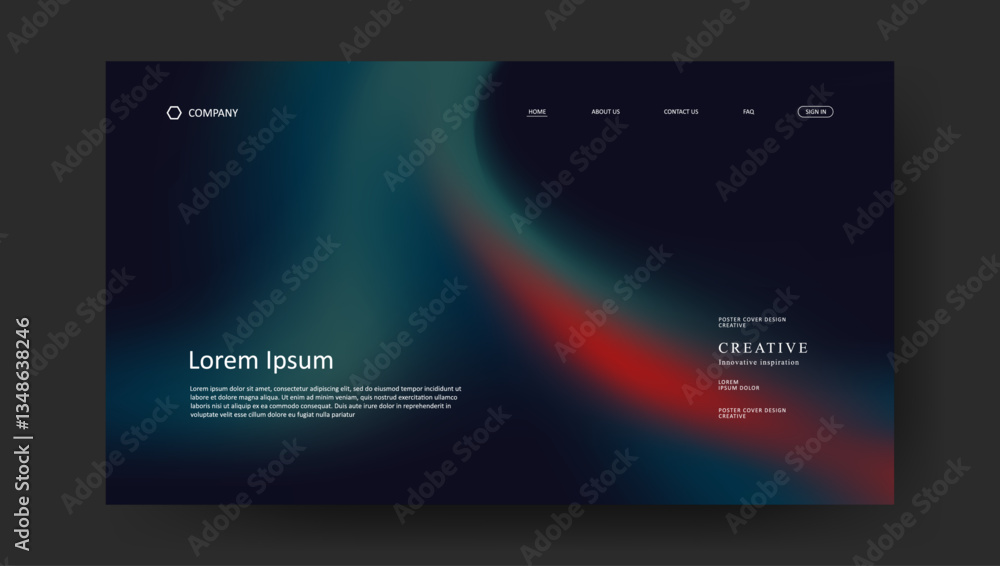 Poster abstract wave futuristic design of landing page. retro fluid gradient website design