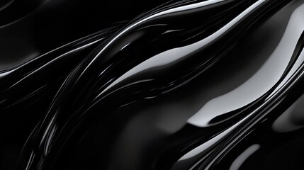 Fototapeta premium Abstract Black Smooth Liquid Texture Background with Light Reflection