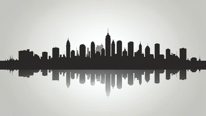 Fototapeta premium City Skyline Reflection: A Panoramic View of Urban Architecture