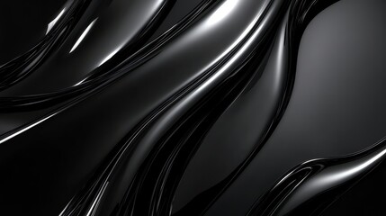 Fototapeta premium Abstract Black Shiny Curves with Reflection for Modern Design