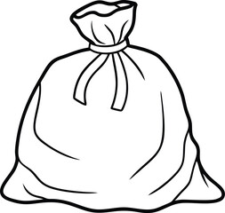 trash bag outline coloring book page line art, trash bag icon