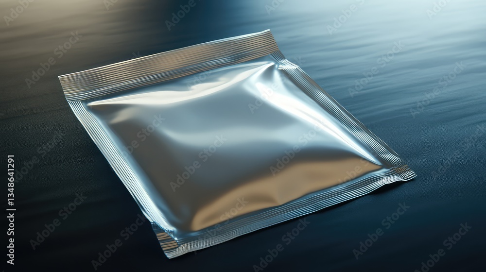 Poster a flat, simple packaging bag with a zip-lock top, laying on a soft surface, ideal for adding custom 