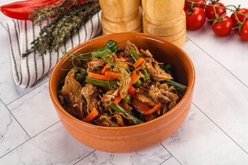 Gourmet shredded meat with vegetables