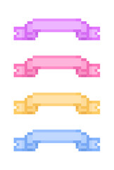 Pixel illustration of pastel color ribbons