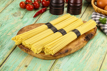 Raw dry uncooked egg noodles