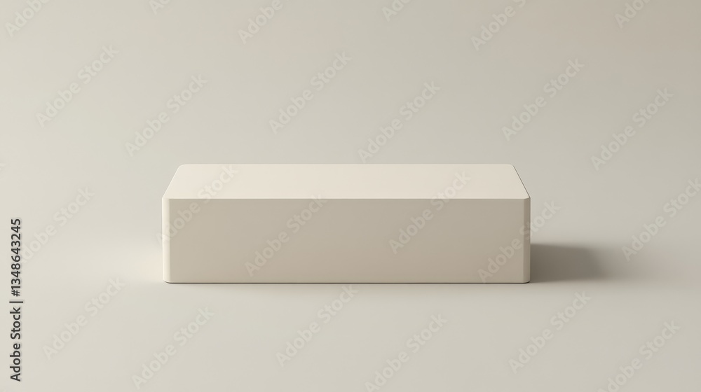Poster a neutral-colored product box with a smooth surface, resting on a plain background, ready for custom