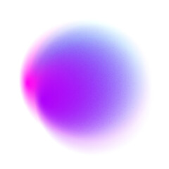 Purple color circle gradient noise gradation. Abstract violet pink colorful watercolor blur mesh shape on white background. Gradient aura, grain neon blob with noise effect vector illustration.