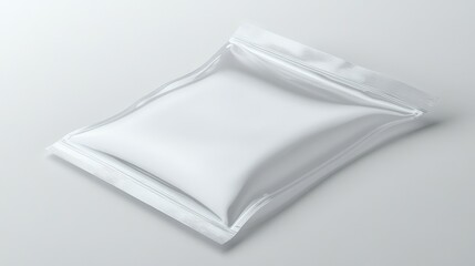 A plain, transparent plastic pouch with smooth edges, lying flat on a clean background, ready for creative product branding.