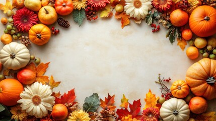 Fototapeta premium Autumn Harvest Abundance: A Festive Thanksgiving Frame