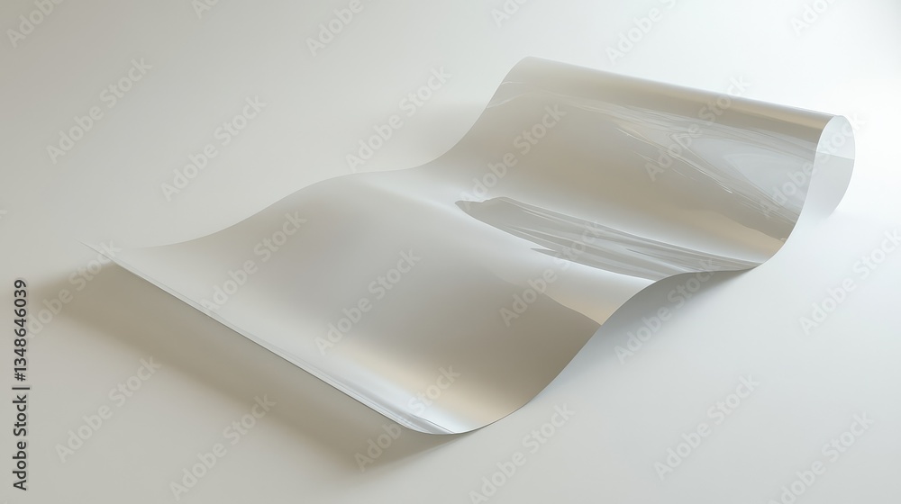 Poster a smooth, clear plastic sheet positioned at an angle, creating clean lines and ample space for a cre