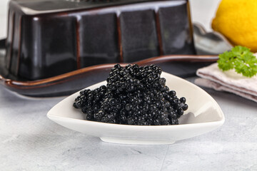 black sturgeon caviar in the bowl