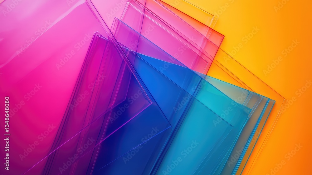 Poster a stack of transparent plastic sheets arranged neatly, with ample space between each for creative pl