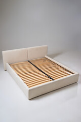 Modern Upholstered Bed Frame with Slatted Base in Minimalist Design