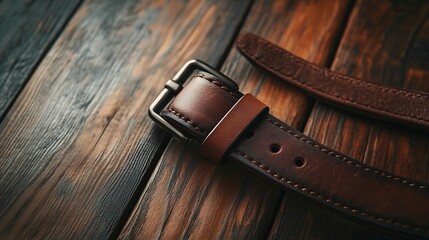 Brown Leather Belt, Hand Stitched, Classic Design