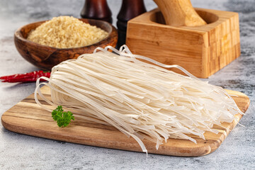 Raw dry pho noodles for cooking