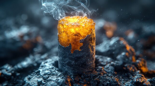 Molten core emerging from volcanic debris - Powered by Adobe