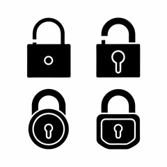 Simple Padlock Symbols with Keyhole set Icon Vector Design.