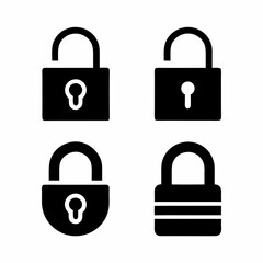 Simple Padlock Symbols with Keyhole set Icon Vector Design.