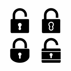 Simple Padlock Symbols with Keyhole set Icon Vector Design.