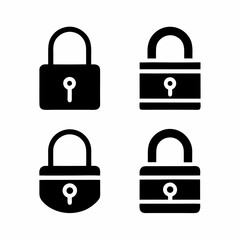 Simple Padlock Symbols with Keyhole set Icon Vector Design.