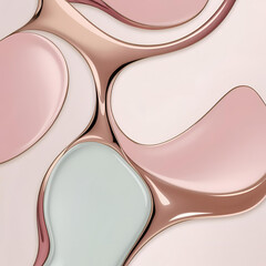 An abstract background featuring fluid, liquid-like shapes in pastel colors. The design has a luxurious and elegant feel, with smooth transitions and smooth surfaces.