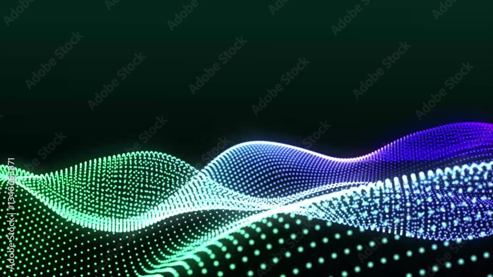 Poster abstract backgrounds with digital blue dot wave animation. looping animated background made from tra