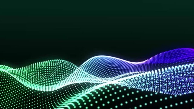 Abstract backgrounds with digital blue dot wave animation. Looping animated background made from trapcode form