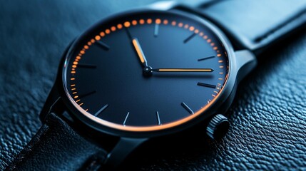 Sleek Wristwatch: Dark Face, Orange Accents