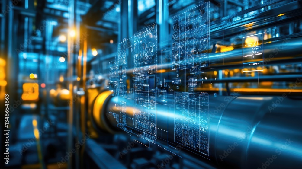 Aufkleber a digital engineering interface with real-time production line adjustments.