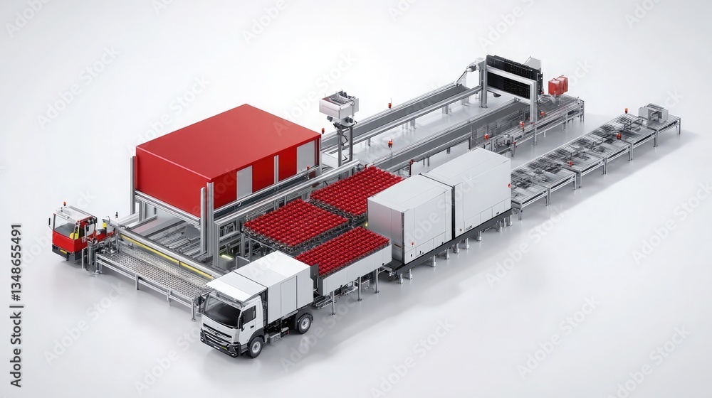 Poster a futuristic ai-powered robotic production line optimizing energy efficiency.