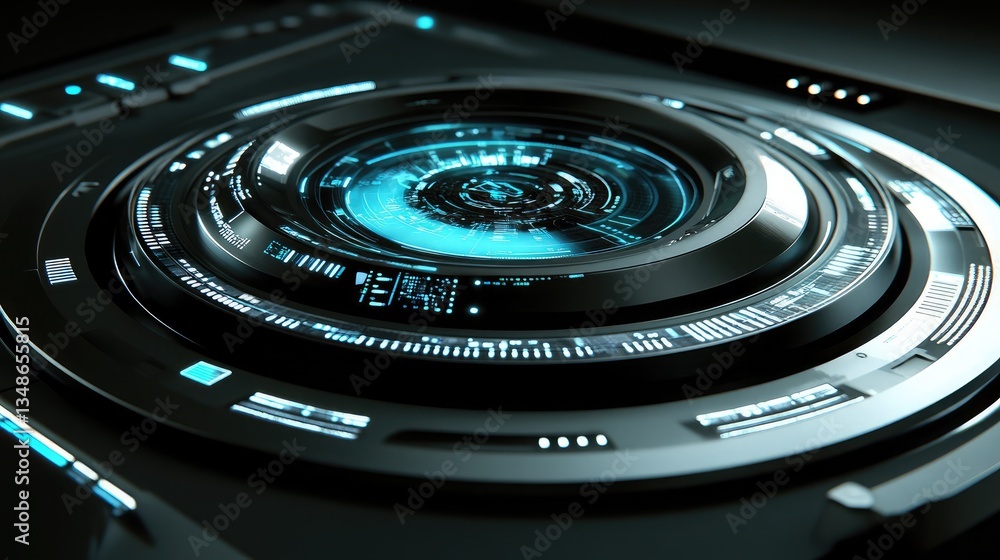 Poster a futuristic engineering interface monitoring an advanced manufacturing process.