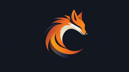 Obraz premium A Stylized Orange Fox Head Displayed With C Shaped Design
