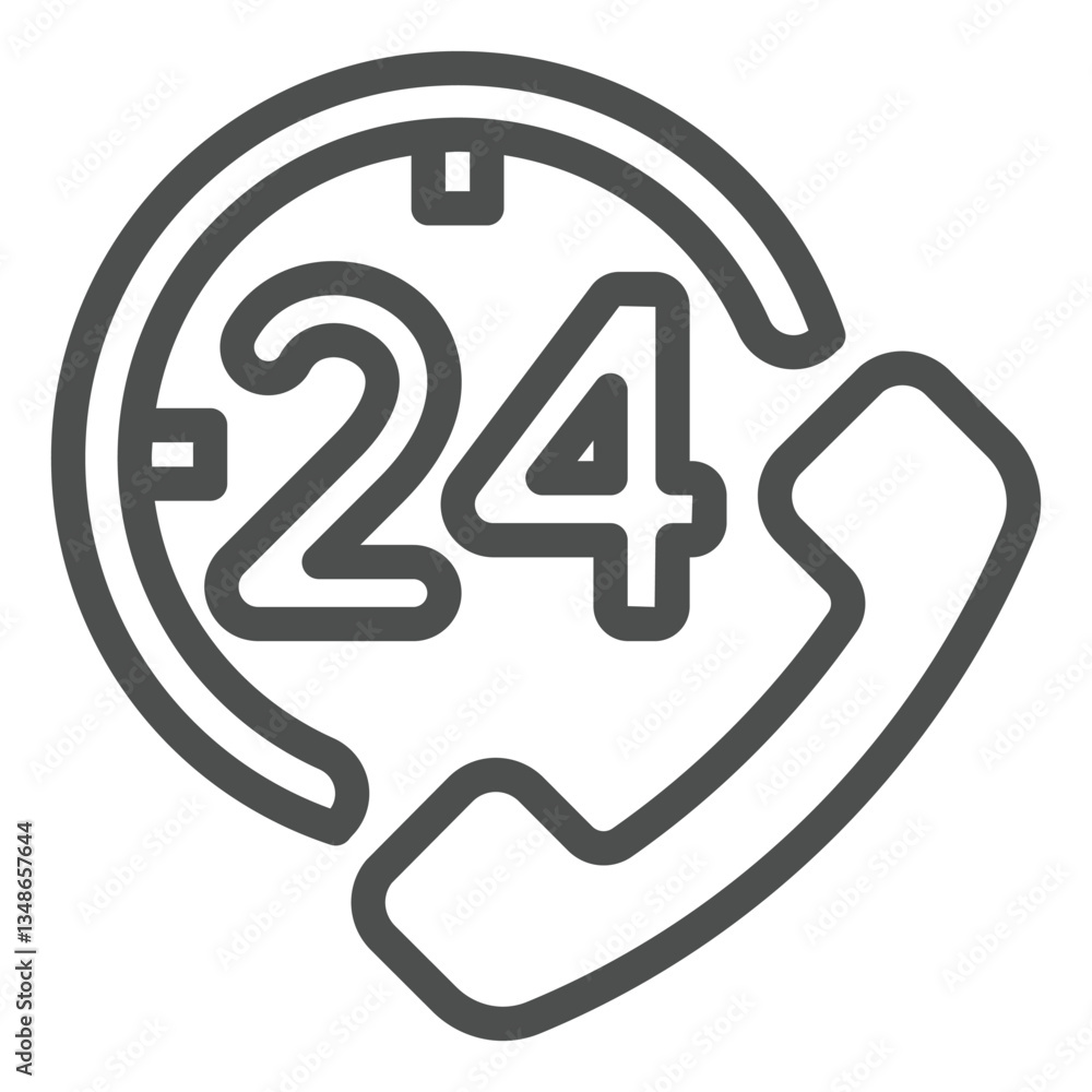 Aufkleber telephone receiver with 24 hours support line icon, human rescue concept. vector graphics. emergency