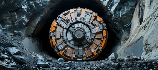 A Huge Tunnel Boring Machine Is Working Deep Underground, Showing Industrial Power and Precision&mdash;a perfect Scene with Text Space for Construction and Engineering Themes.