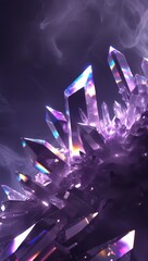 purple crystalline structures, refracting light, mystic atomosphere mobile wallpaper