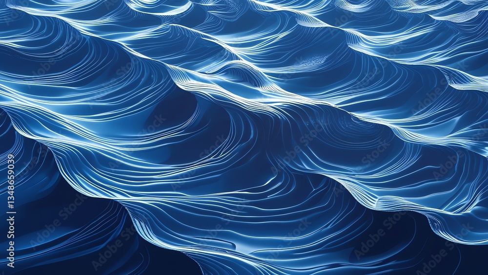 Wall mural abstract blue waves: a digital rendering of serene undulating forms