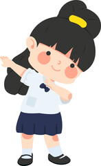 Cute schoolgirl doing the dab dance cartoon