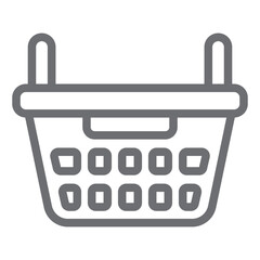 Basket for clothes line icon, laundry service concept. Vector graphics. Plastic basket for washed cloth sign on white background, outline style icon for mobile or web design.