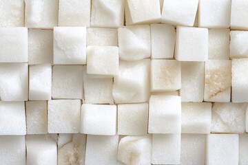 Close-up view of white sugar cubes