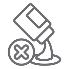 Can liquid floor pouring ban line icon, prohibited items concept. Vector graphics. Fluid can pouring forbidden sign on white background, outline style icon for mobile or web design.